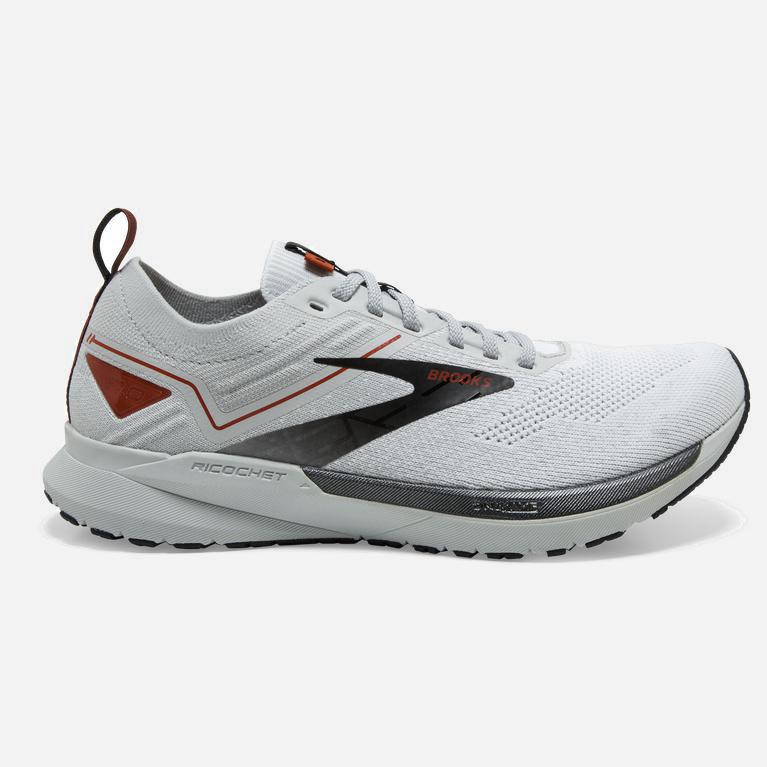 Brooks Ricochet 3 Israel - Men's Lightweight Road Running Shoes - White/Grey/Cinnabar (52093-LTAS)